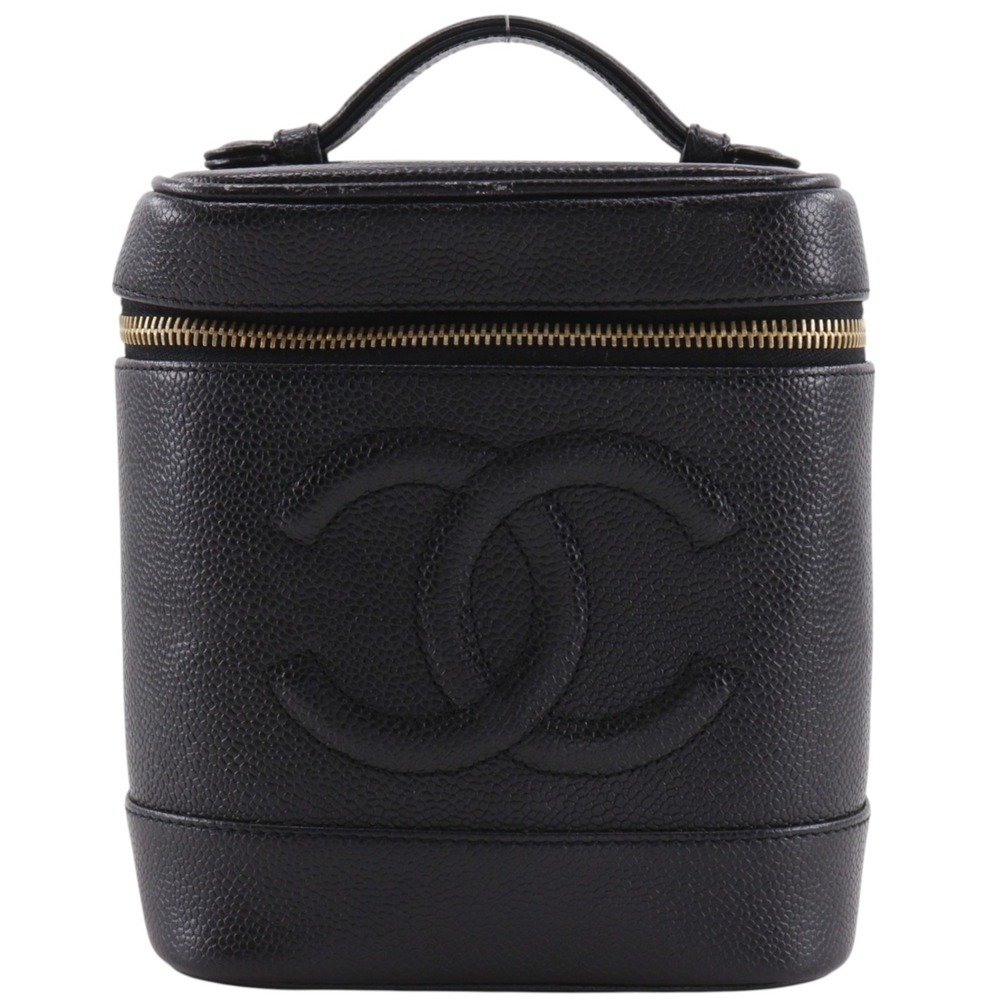 Chanel Coco Mark Vanity Case A01998 Caviar Leather Black for Women